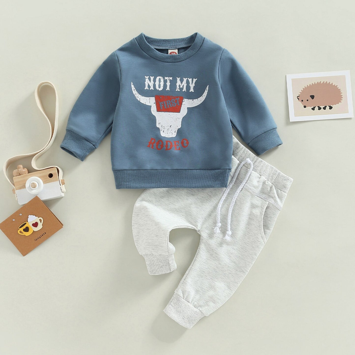 Cow Head Print Baby Set